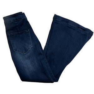 Kancan Women’s Cropped High Rise Super Flare Jeans Dark Wash Denim Size 1 / 24